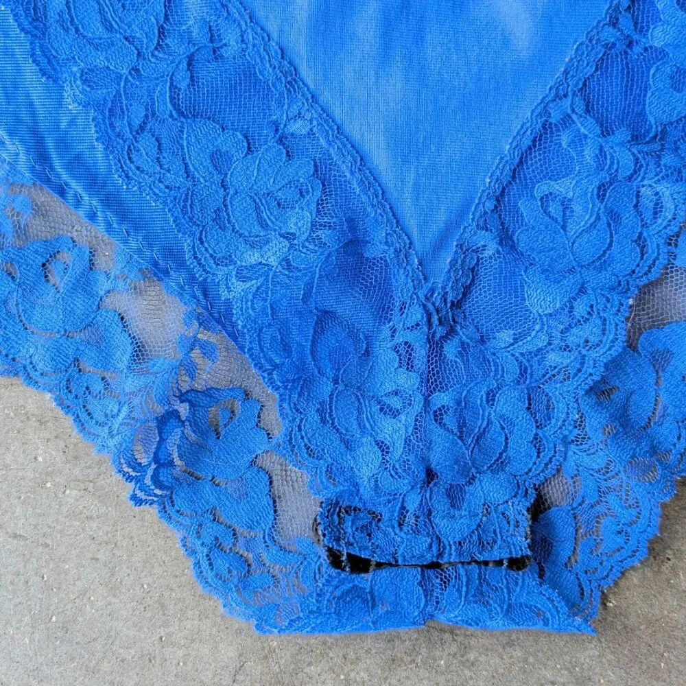 Vintage Blue Lace One-Piece Lingerie One-Piece Bodysuit medium Made In USA - Picture 5 of 9